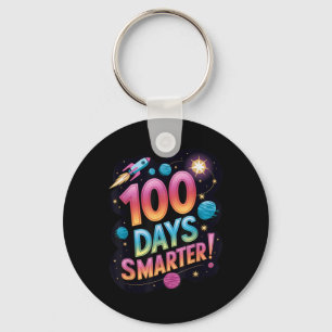 100 Days Smarter Space-themed School Celebration K Keychain