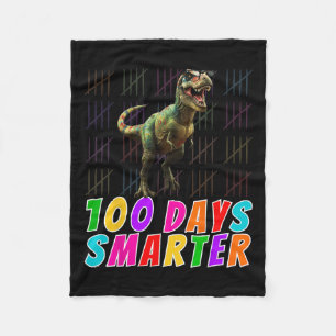 100 Days Smarter T-rex Lover Boys 100 Days Of Scho Fleece Blanket