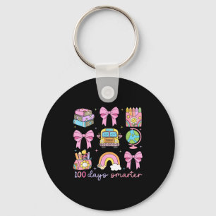 100 Days Smarter Teacher Girls Kids Cute 100th Day Keychain