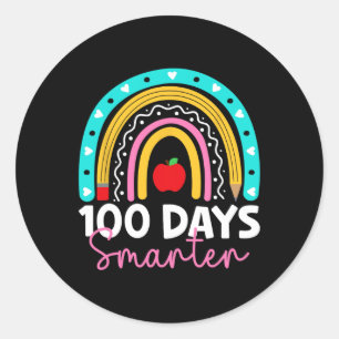 100 Days Smarter Teacher Rainbow 100th Day Of Scho Classic Round Sticker