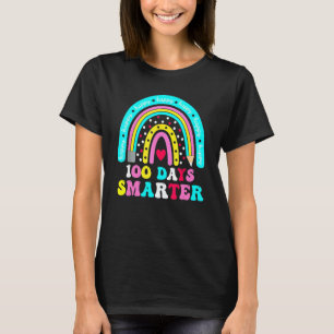 100 Days Smarter Teacher Rainbow Groovy 100th Day T-Shirt