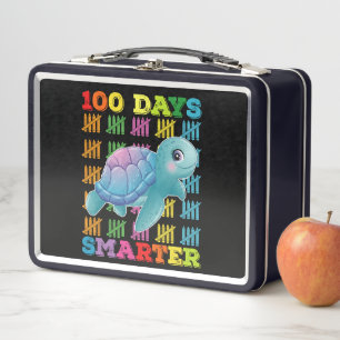 100 Days Smarter Turtle 100th Day Of School Metal Lunch Box