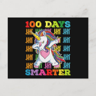 100 Days Smarter Unicorn 100th Day Of School Postcard