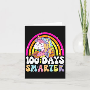 100 Days Smarter Unicorn Kids Rainbow 100th Day Of Card