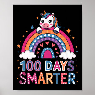 100 Days Smarter Unicorn Outfit For School Celebra Poster