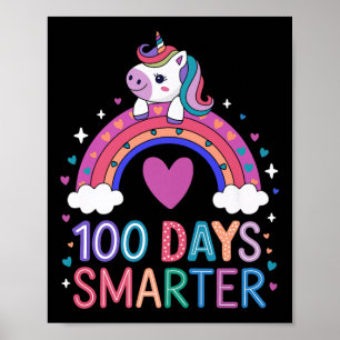 100 Days Smarter Unicorn Outfit For School Celebra Poster