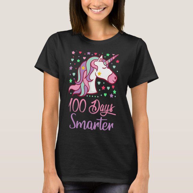 100 Days Smarter Women Girls Unicorn 100th Day Of  T-Shirt (Front)