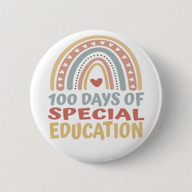 100 Days Special Education 100 Days of School Boho 2 Inch Round Button (Front)