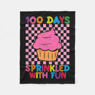 100 Days Sprinkled Fun Cupcake Kids School  Fleece Blanket