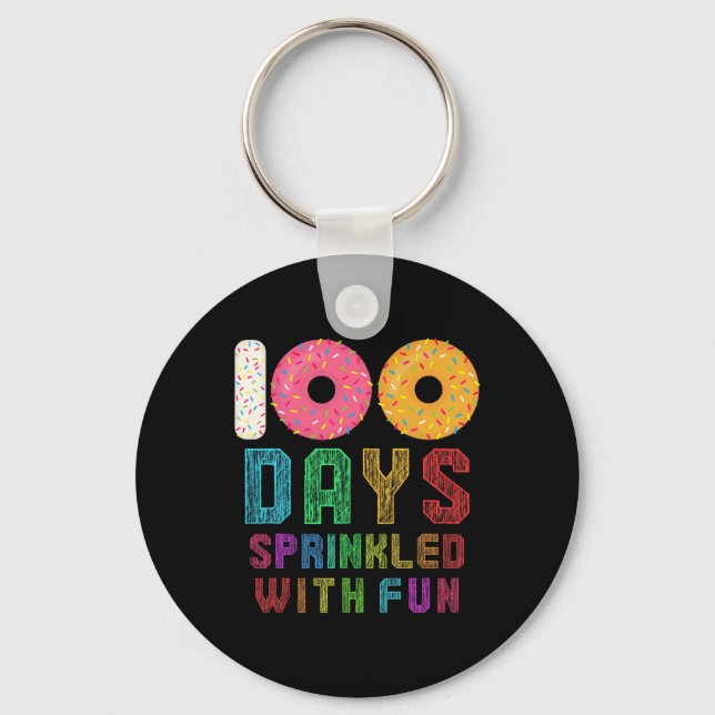 100 Days Sprinkled With Fun 100th Day Of School  Keychain (Front)