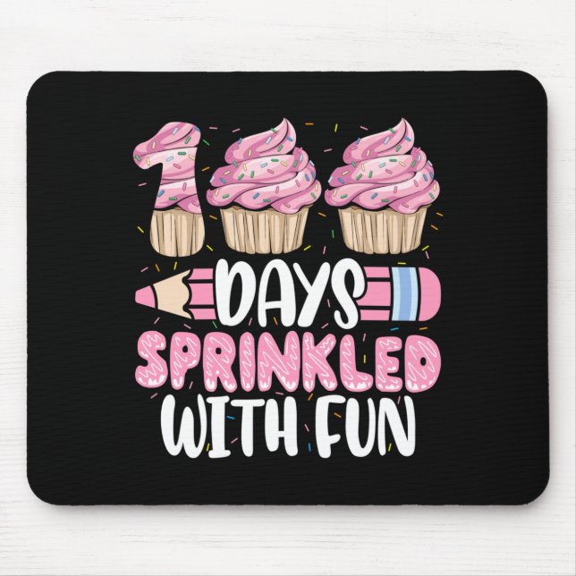 100 Days Sprinkled With Fun Cupcake 100th Day Of Mouse Pad (Front)