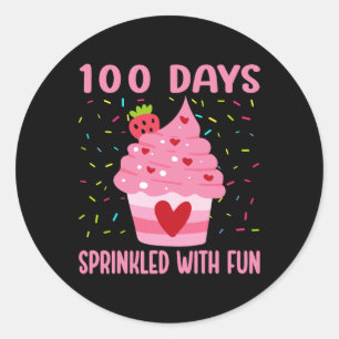 100 Days Sprinkled With Fun Cupcake 100th Day Of S Classic Round Sticker