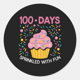 100 Days Sprinkled With Fun Cupcake Cute Happy 100 Classic Round Sticker
