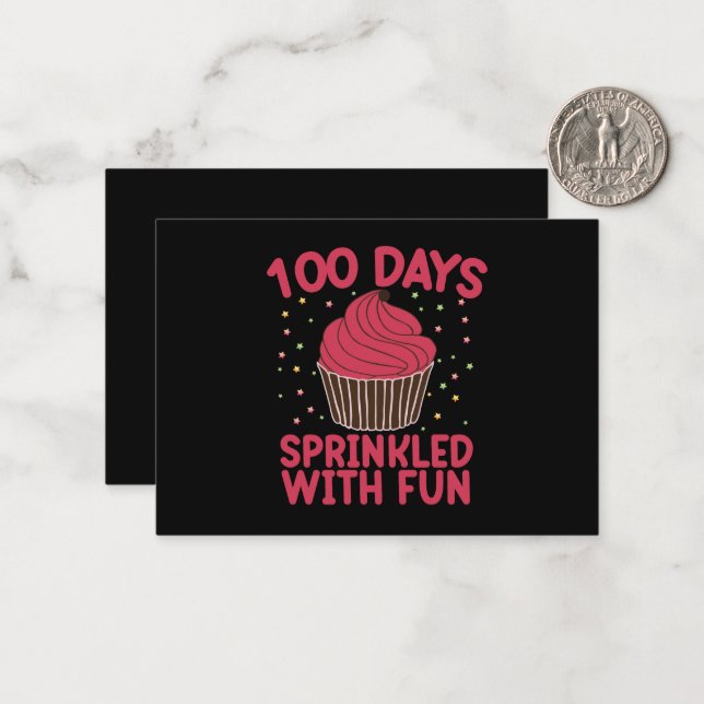 100 Days Sprinkled With Fun Cupcake School Girl  Card (Front/Back In Situ)