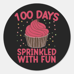 100 Days Sprinkled With Fun Cupcake School Girl Classic Round Sticker
