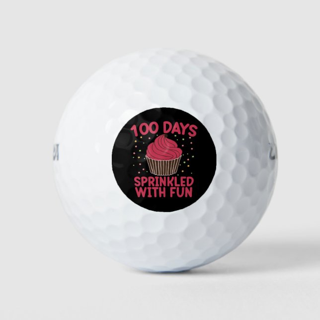 100 Days Sprinkled With Fun Cupcake School Girl  Golf Balls (Front)