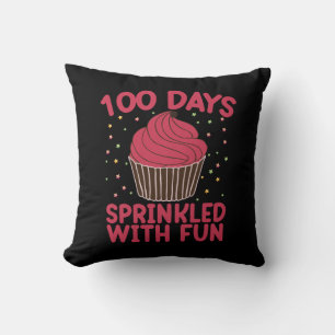 100 Days Sprinkled With Fun Cupcake School Girl  Throw Pillow
