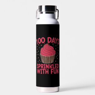 100 Days Sprinkled With Fun Cupcake School Girl Water Bottle