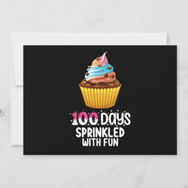 100 Days Sprinkled With Fun Cupcake School Teacher Invitation (Front)
