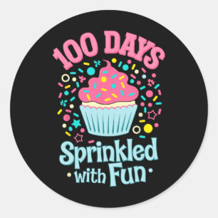 100 Days Sprinkled With Fun Cupcake Shirt Happy 10 Classic Round Sticker