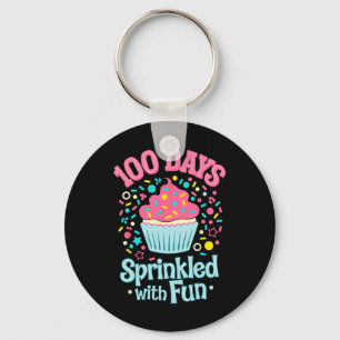 100 Days Sprinkled With Fun Cupcake Shirt Happy 10 Keychain