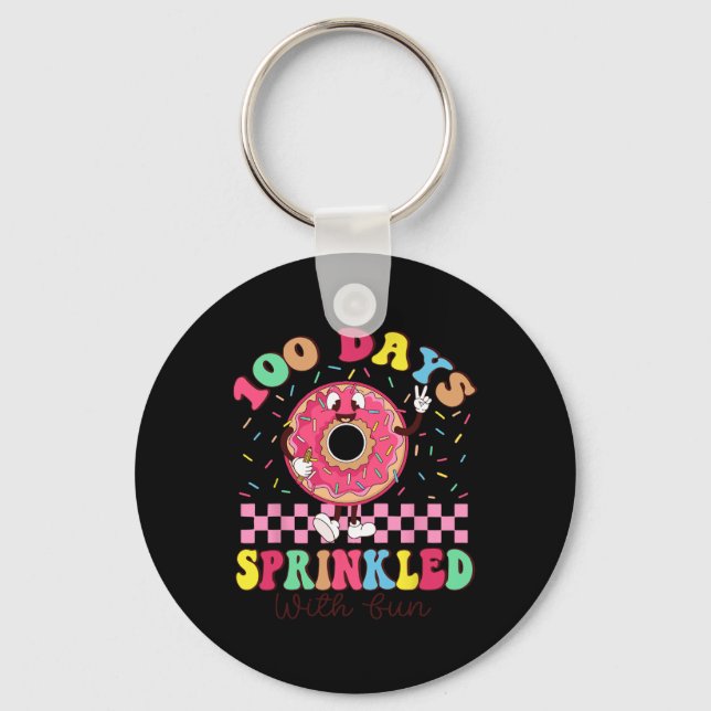 100 Days Sprinkled With Fun Doughnut 100th Day Sch Keychain (Front)