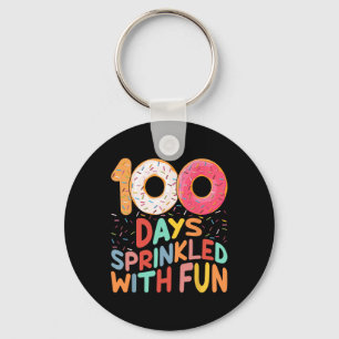 100 Days Sprinkled With Fun Doughnut Lovers Groovy Keychain