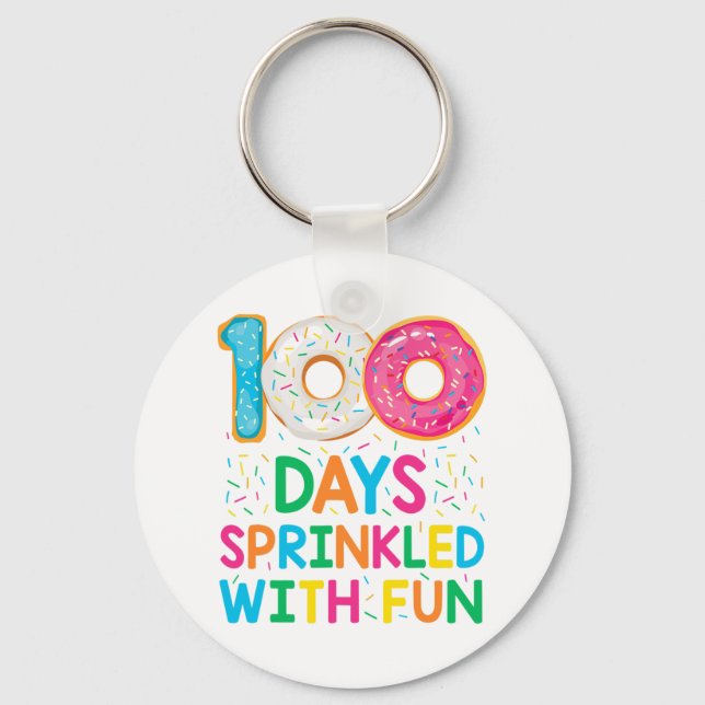 100 Days Sprinkled With Fun Doughnut School Teache Keychain (Front)