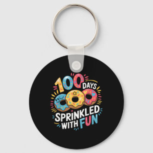 100 Days Sprinkled With Fun Doughnuts Happy 100th  Keychain