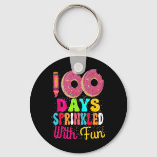 100 Days Sprinkled With Fun Doughnuts Happy 100th Keychain