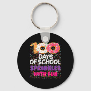 100 Days Sprinkled With Fun Doughnuts Happy 100th Keychain