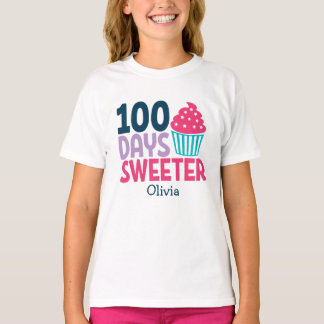 100 Days Sweeter | Cute Cupcake Personalized T-Shirt