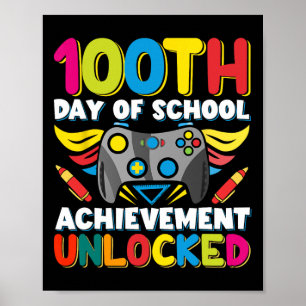 100 Days Teacher Gamer Boys Kids Costume 100th Day Poster