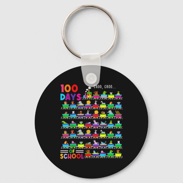 100 Days Train With Animals Kids 100 Days Of Schoo Keychain (Front)