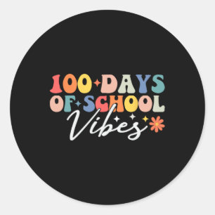 100 Days Vibes 100th Day Of School Groovy Teacher Classic Round Sticker