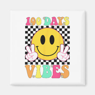100 Days Vibes Retro Smile Teacher Kids 100th Day Magnet