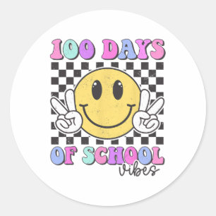 100 Days Vibes Smile Teacher Boy Girl 100th Day Of Classic Round Sticker