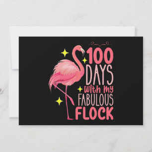 100 Days With My Fabulous Flock Flamingo School Invitation