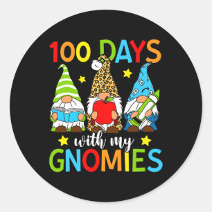 100 Days With My Gnomies Gnome 100 Days Of School Classic Round Sticker