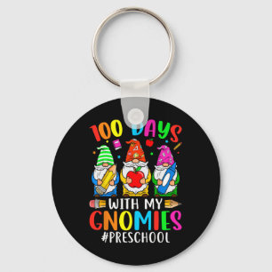 100 Days With My Preschool Gnomies 100th Day Of Sc Keychain