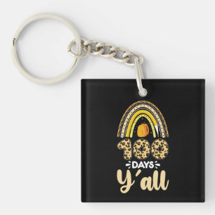100 Days Y'all 100th Day Of School Leopard Keychain