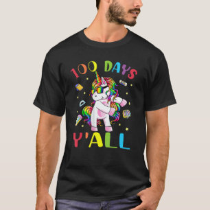 100 Days Y'all Flossing Unicorn for Kids Girls Tee