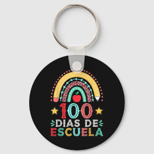 100 Dias De Escuela Rainbow Spanish Teacher Keychain