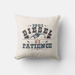 100% Diesel 0% Patience Vintage Graphic Throw Pillow
