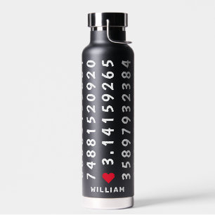 100 Digits of Pi Pattern Math Lovers Custom Name  Water Bottle