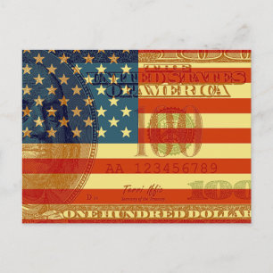 100 Dollar Flag Postcard