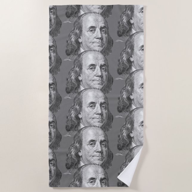 100 dollars, Benjamin Franklin Beach Towel (Front)