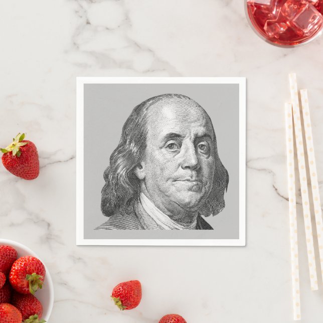 100 dollars, Benjamin Franklin Napkin (Insitu)