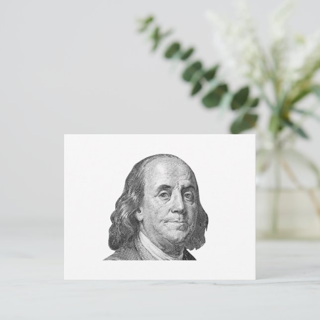 100 dollars, Benjamin Franklin Postcard (Standing Front)
