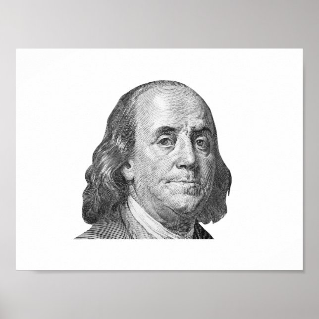 100 dollars, Benjamin Franklin Poster (Front)